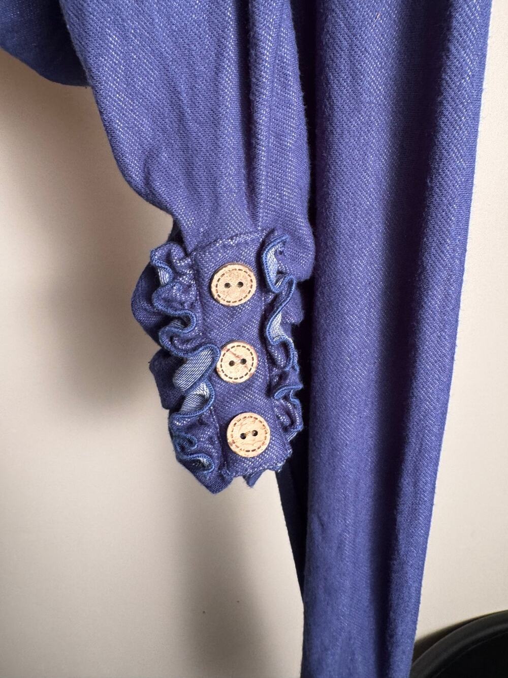 Size 6 Cheeky Plum Denim Colored Stretch Leggings With Ankle Ruffles